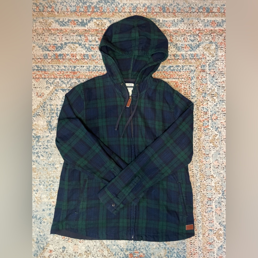 L.L. Bean 100% Cotton Full Zip Flannel Relaxed Fit Jacket Womens Medium